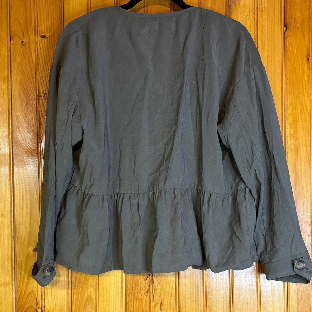Zara Olive Green Casual Peplum Jacket - Picture 9 of 9
